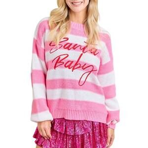 NEW MAIN STRIP santa baby sweater in pink